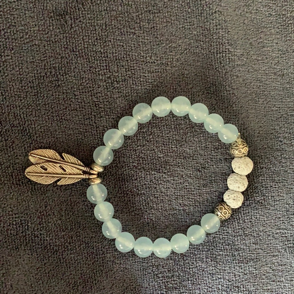 Genuine Aquamarine Beaded Stretch Bracelet